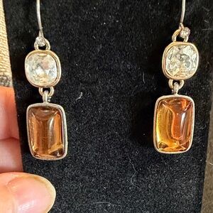 Kenneth Cole Silver and Amber-Toned Earrings